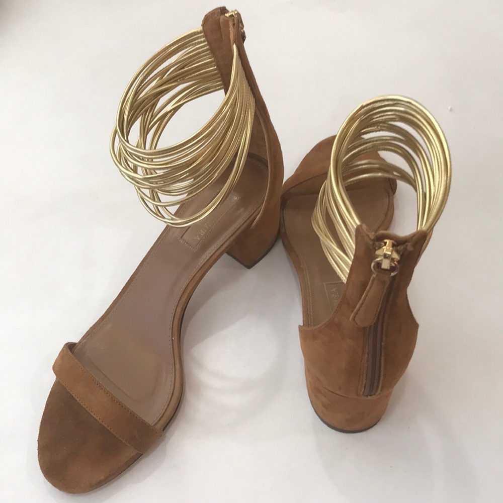 Aquazzura suede sandals brown & gold